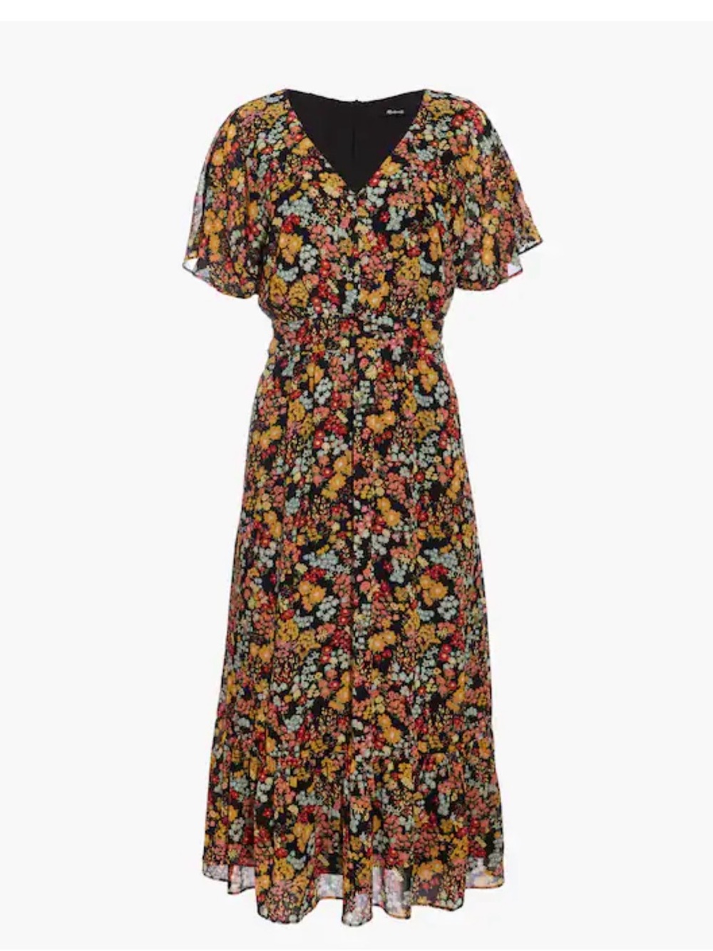 Madewell Flower Garden Dolman Midi Ruffle Dress Size 00 Fall Party